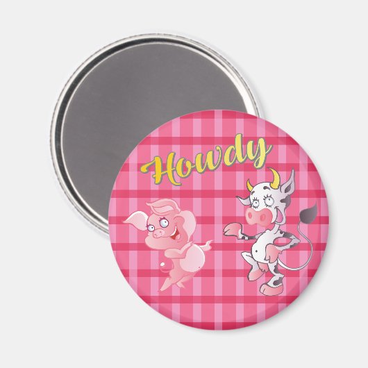 Howdy Koe N' Pig Standard Magnet (Voorkant / Achterkant)