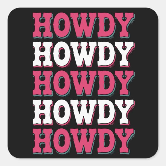 Howdy Koe Western Country  Cowgirl Vierkante Sticker (Voorkant)