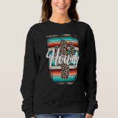 HOWDY Leopard Cactus Serape Cactus print Turquoise Trui (Voorkant)