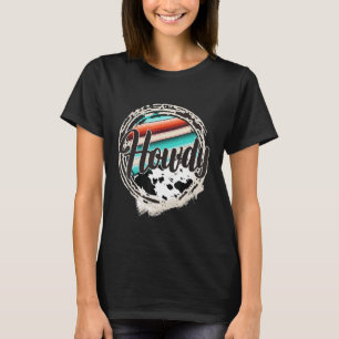 HOWDY Leopard Koe Patroon Serape Print Cowgirl Ro T-shirt