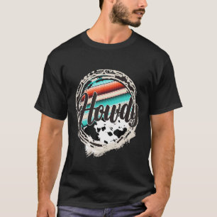 HOWDY Leopard Koe Patroon Serape Print Cowgirl Ro T-shirt