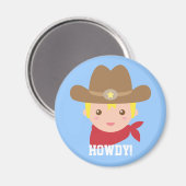 Howdy, Leuke Cowboy voor kleine jongens Magneet (Voorkant / Achterkant)