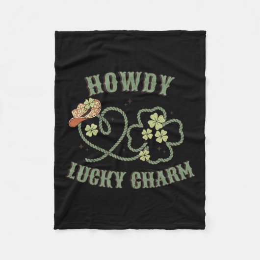 Howdy Lucky Charm Western St Patrick Day Shamrock Fleece Deken (Voorkant)