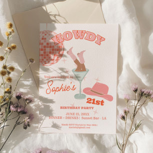 Howdy Martini 21ste verjaardag Cowgirl Kaart