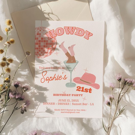 Howdy Martini 21ste verjaardag Cowgirl Kaart