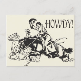 Howdy met  tekening van cowgirls op paarden briefkaart