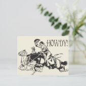 Howdy met  tekening van cowgirls op paarden briefkaart (Staand voorkant)