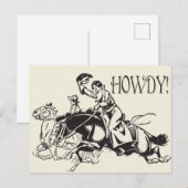 Howdy met  tekening van cowgirls op paarden briefkaart (Voorkant / Achterkant)