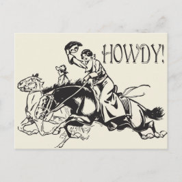 Howdy met  tekening van cowgirls op paarden briefkaart