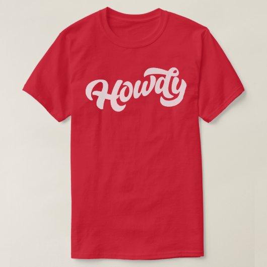 Howdy! Minimalistische typografie Funny Western La T-shirt (Design voorkant)