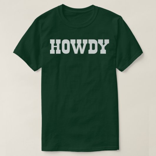 Howdy! Minimalistische typografie Funny Western La T-shirt (Design voorkant)