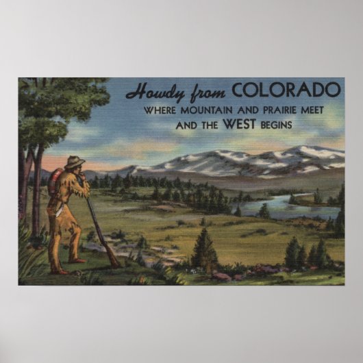Howdy (Mountain & Prairie Scene) Poster (Voorkant)