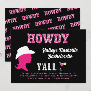 Howdy Nashville vrijgezellenuitnodiging Kaart