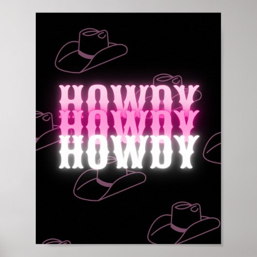 Howdy Neon Zwart en Roze Poster (Voorkant)
