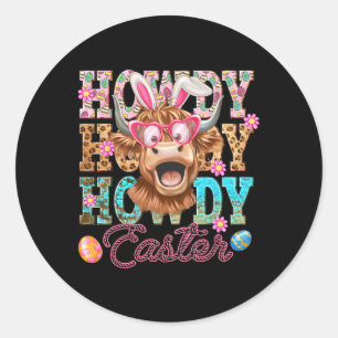 Howdy Paas Schattigee Koe Paas Western Paashaas Ronde Sticker