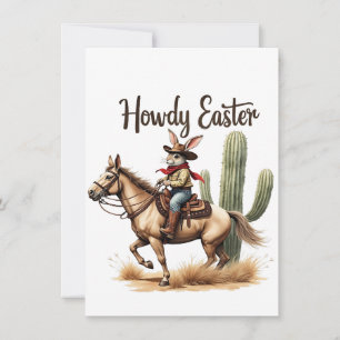 Howdy Paashaas Rijden op een paard Cowboy Bedankkaart