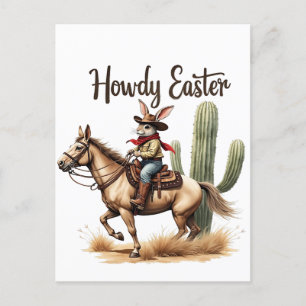 Howdy Paashaas Rijden op een paard Cowboy Briefkaart