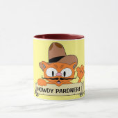 "HOWDY PARDNER!" Cartoon Cowboy Mustache Cat Funny Mok (Midden)