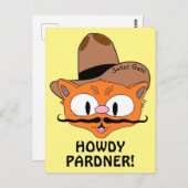 HOWDY PARDNER! Cowboy Mustache Cat Señor Gato™ Briefkaart (Voorkant / Achterkant)
