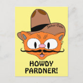 HOWDY PARDNER! Cowboy Mustache Cat Señor Gato™ Briefkaart (Voorkant)