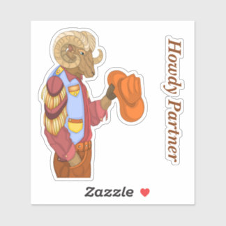 Howdy Partner Cowboy Animal Sticker