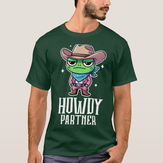 Howdy Partner Cowboy Frog T-shirt (Voorkant)
