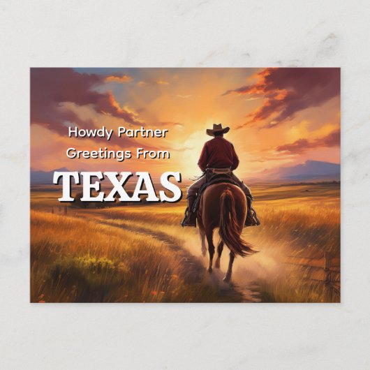 Howdy Partner Groeten uit Texas Briefkaart (Voorkant)
