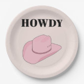 Howdy Pink Cowboy Pet Papieren Bordje (Voorkant)