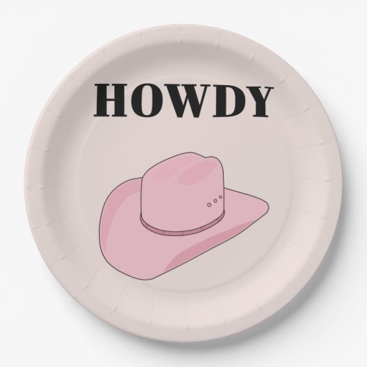 Howdy Pink Cowboy Pet Papieren Bordje (Voorkant)