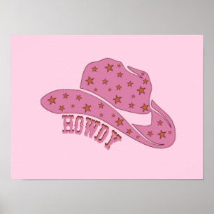 Howdy Pink Cowgirl Pet Poster