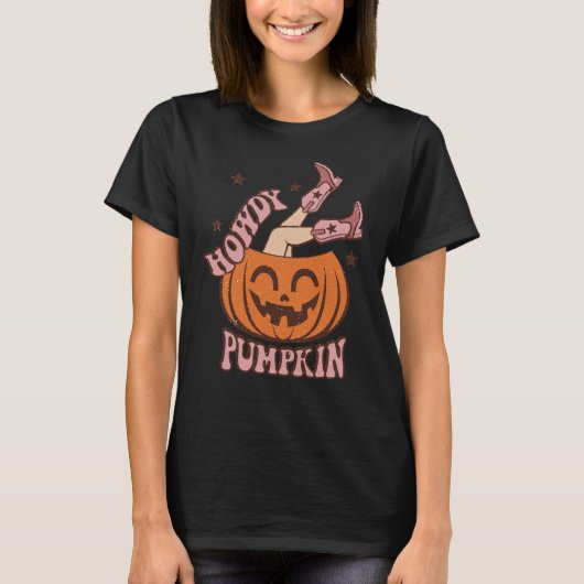 Howdy pompoen grappig halloween t-shirt (Voorkant)