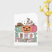 Howdy Pompoen Western Herfst Rodeo Halloween Kaart (Gele Bloem)