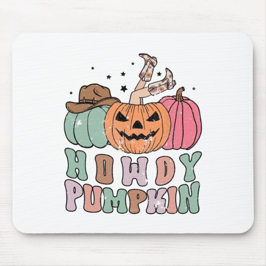 Howdy Pompoen Western Herfst Rodeo Halloween Muismat (Voorkant)