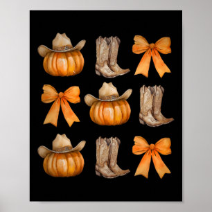 Howdy Pompoen Westerne Herfst Coquette Bow Thanksg Poster