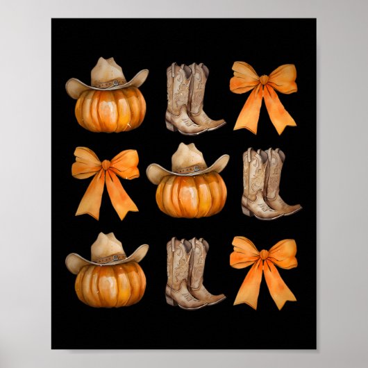 Howdy Pompoen Westerne Herfst Coquette Bow Thanksg Poster (Voorkant)