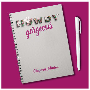 Howdy prachtige natuurlijke linnen chique bloem notitieboek