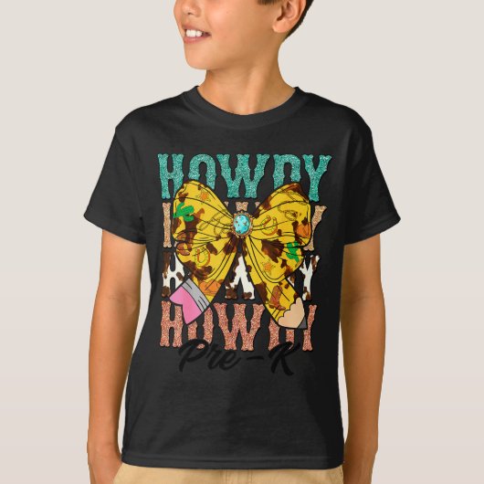 Howdy Pre-k 1st Grade Teacher Western Cowboy Cowgi T-shirt (Voorkant)
