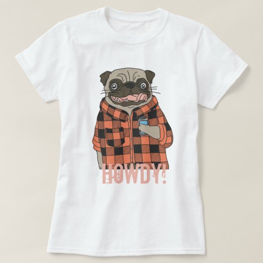 Howdy Pug T-Shirt (Design voorkant)