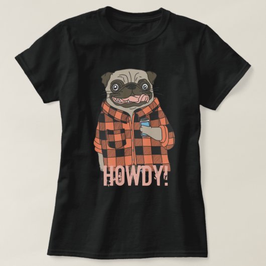 Howdy Pug T-Shirt (Design voorkant)