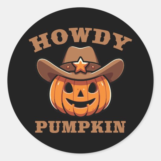 Howdy Pumpkin Cowboy Halloween Sticker (Voorkant)