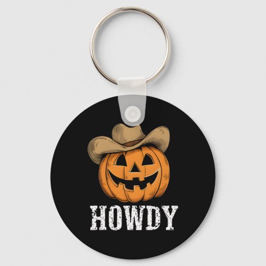 Howdy Pumpkin Cowboy Western Sleutelhanger (Voorkant)