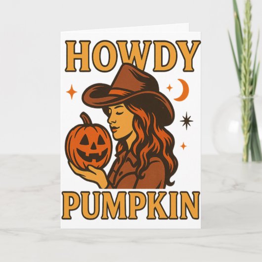 Howdy Pumpkin’ Folded Wenskaart Kaart (Voorkant)