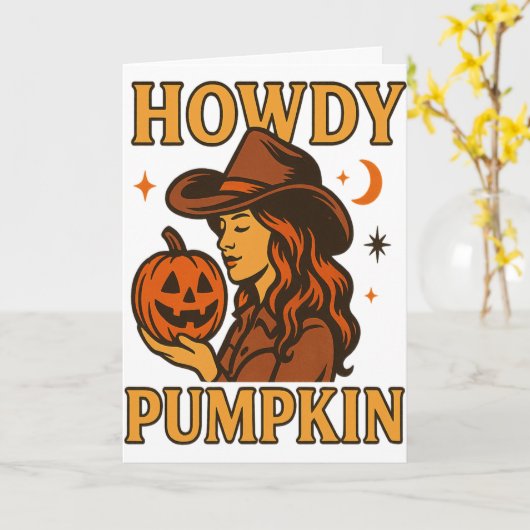 Howdy Pumpkin’ Folded Wenskaart Kaart (Gele Bloem)