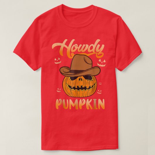 Howdy Pumpkin Rodeo Western Land Herfst Zuid T-shirt (Design voorkant)