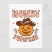 Howdy Pumpkin Western Retro Halloween Briefkaart (Voorkant)