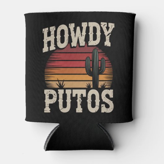 Howdy Putos Funny Cactus Retro Blikjeskoeler (Voorkant)