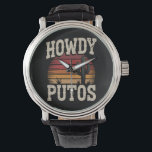 Howdy Putos Funny Cactus Retro  Horloge<br><div class="desc">Howdy Putos Funny Cactus Retro</div>