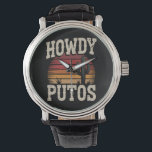 Howdy Putos Funny Cactus Retro  Horloge<br><div class="desc">Howdy Putos Funny Cactus Retro</div>
