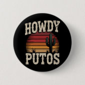 Howdy Putos Funny Cactus Retro Ronde Button 5,7 Cm (Voorkant)