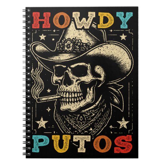 Howdy Putos Funny Skull Retro Notitieboek (Voorkant)